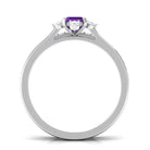 Rosec Jewels-Real 1.4 Carat Amethyst Emerald Cut Engagement Wedding Ring Set with Diamond