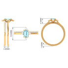 Rosec Jewels-Emerald Cut Genuine Aquamarine and Diamond Designer Engagement Ring Set