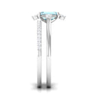 Rosec Jewels-Emerald Cut Genuine Aquamarine and Diamond Designer Engagement Ring Set