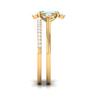 Rosec Jewels-Emerald Cut Genuine Aquamarine and Diamond Designer Engagement Ring Set