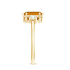 Certified Natural Citrine Emerald Cut Engagement Ring with Diamond AAA - Rosec Jewels
