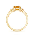 Certified Natural Citrine Emerald Cut Engagement Ring with Diamond AAA - Rosec Jewels