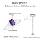 1.4 Carat Amethyst Emerald Cut Engagement Ring with Diamond AAA - Rosec Jewels