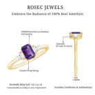 1.4 Carat Amethyst Emerald Cut Engagement Ring with Diamond AAA - Rosec Jewels