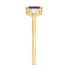 1.4 Carat Amethyst Emerald Cut Engagement Ring with Diamond AAA - Rosec Jewels