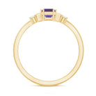 1.4 Carat Amethyst Emerald Cut Engagement Ring with Diamond AAA - Rosec Jewels