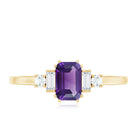 1.4 Carat Amethyst Emerald Cut Engagement Ring with Diamond AAA - Rosec Jewels