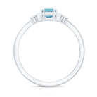 Rosec Jewels-Real 0.6 Carat Aquamarine Emerald Cut Engagement Ring with Diamond