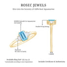 Rosec Jewels-Real 0.6 Carat Aquamarine Emerald Cut Engagement Ring with Diamond