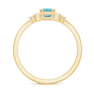 Rosec Jewels-Real 0.6 Carat Aquamarine Emerald Cut Engagement Ring with Diamond