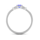 Octagon Cut Tanzanite Solitaire Ring with Diamond Tanzanite - ( AAA ) - Quality - Rosec Jewels