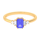 Octagon Cut Tanzanite Solitaire Ring with Diamond Tanzanite - ( AAA ) - Quality - Rosec Jewels