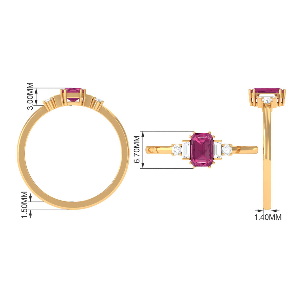 3/4 CT Minimal Pink Tourmaline Solitaire Ring with Diamond Pink Tourmaline - ( AAA ) - Quality - Rosec Jewels