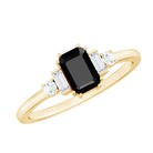 Rosec Jewels-Emerald Cut Black Onyx Engagement Ring with Diamonds