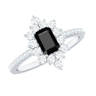 Rosec Jewels-Vintage Style 1.6 Carat Lab Grown Black and White Diamond Emerald Cut Engagement Ring