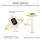Rosec Jewels-Vintage Style 1.6 Carat Lab Grown Black and White Diamond Emerald Cut Engagement Ring