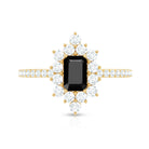 Rosec Jewels-Vintage Style 1.6 Carat Lab Grown Black and White Diamond Emerald Cut Engagement Ring