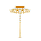 Vintage Looking Citrine Emerald Cut Engagement Ring with Halo AAA - Rosec Jewels