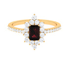 Vintage Inspired Garnet and Diamond Halo Engagement Ring Garnet - ( AAA ) - Quality - Rosec Jewels
