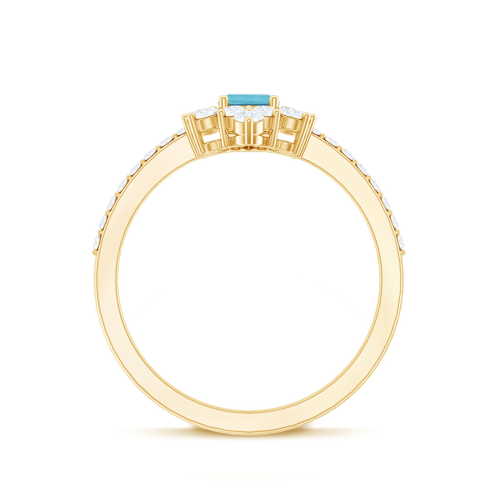 Vintage Looking Aquamarine and Diamond Halo Engagement Ring AAA - Rosec Jewels