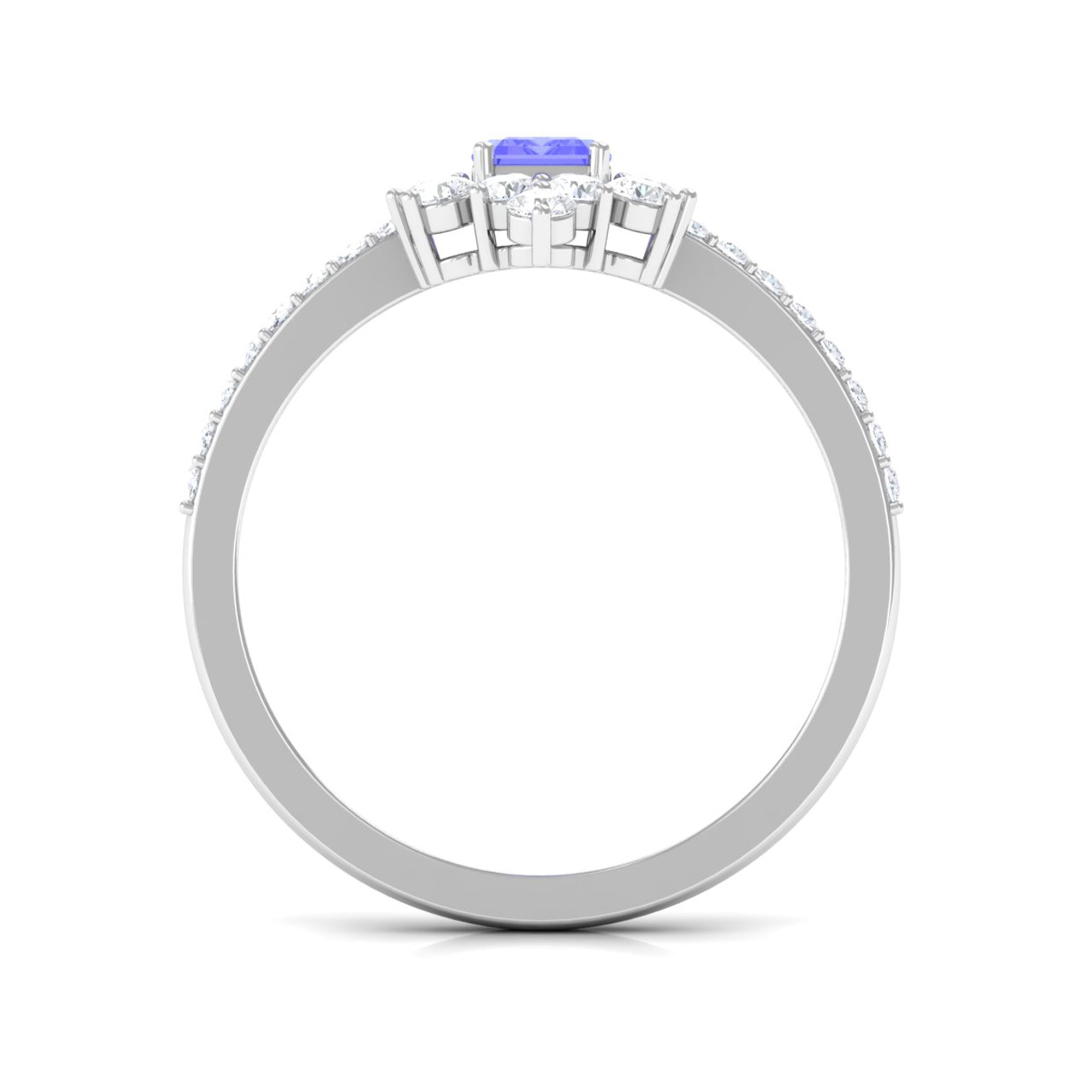 1.75 CT Tanzanite and Diamond Vintage Inspired Halo Ring Tanzanite - ( AAA ) - Quality - Rosec Jewels
