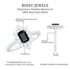 Vintage Inspired Black Onyx Engagement Ring with Diamond Halo AAA - Rosec Jewels