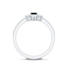 Vintage Inspired Black Onyx Engagement Ring with Diamond Halo AAA - Rosec Jewels