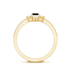 Vintage Inspired Black Onyx Engagement Ring with Diamond Halo AAA - Rosec Jewels