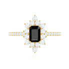 Vintage Inspired Black Onyx Engagement Ring with Diamond Halo AAA - Rosec Jewels