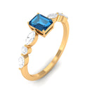 3/4 CT Octagon Cut London Blue Topaz Promise Ring with Diamond London Blue Topaz - ( AAA ) - Quality - Rosec Jewels