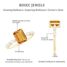 Certified Real Citrine Emerald Cut Engagement Ring with Diamond AAA - Rosec Jewels