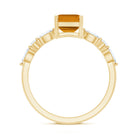 Certified Real Citrine Emerald Cut Engagement Ring with Diamond AAA - Rosec Jewels