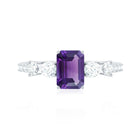 Real 1.4 Carat Emerald Cut Amethyst Engagement Ring with Moissanite AAA - Rosec Jewels