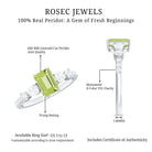 Natural 1.8 Carat Peridot Emerald Cut Engagement Ring with Side Stones AAA - Rosec Jewels