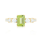 Natural 1.8 Carat Peridot Emerald Cut Engagement Ring with Side Stones AAA - Rosec Jewels