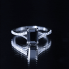 Certified 1.6 Carat Lab Grown Black Diamond Emerald Cut Engagement Ring with White Diamond Split Shank AAAA ( Synthetic ) - Rosec Jewels