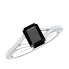 Rosec Jewels-Certified 1.6 Carat Lab Grown Black Diamond Emerald Cut Engagement Ring with White Diamond Split Shank