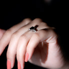 Emerald Cut Black Diamond Solitaire Engagement Ring with Diamond Black Diamond - ( AAA ) - Quality - Rosec Jewels