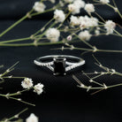 Rosec Jewels-Certified 1.6 Carat Lab Grown Black Diamond Emerald Cut Engagement Ring with White Diamond Split Shank