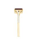 Certified Natural Garnet Emerald Cut Engagement Ring with Diamond Split Shank AAA - Rosec Jewels