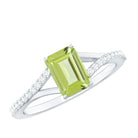 1.8 Carat Peridot Emerald Cut Engagement Ring with Diamond Split Shank AAA - Rosec Jewels