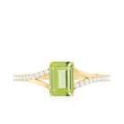1.8 Carat Peridot Emerald Cut Engagement Ring with Diamond Split Shank AAA - Rosec Jewels