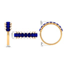 Rosec Jewels-Natural Oval Blue Sapphire Half Eternity Band with Diamond
