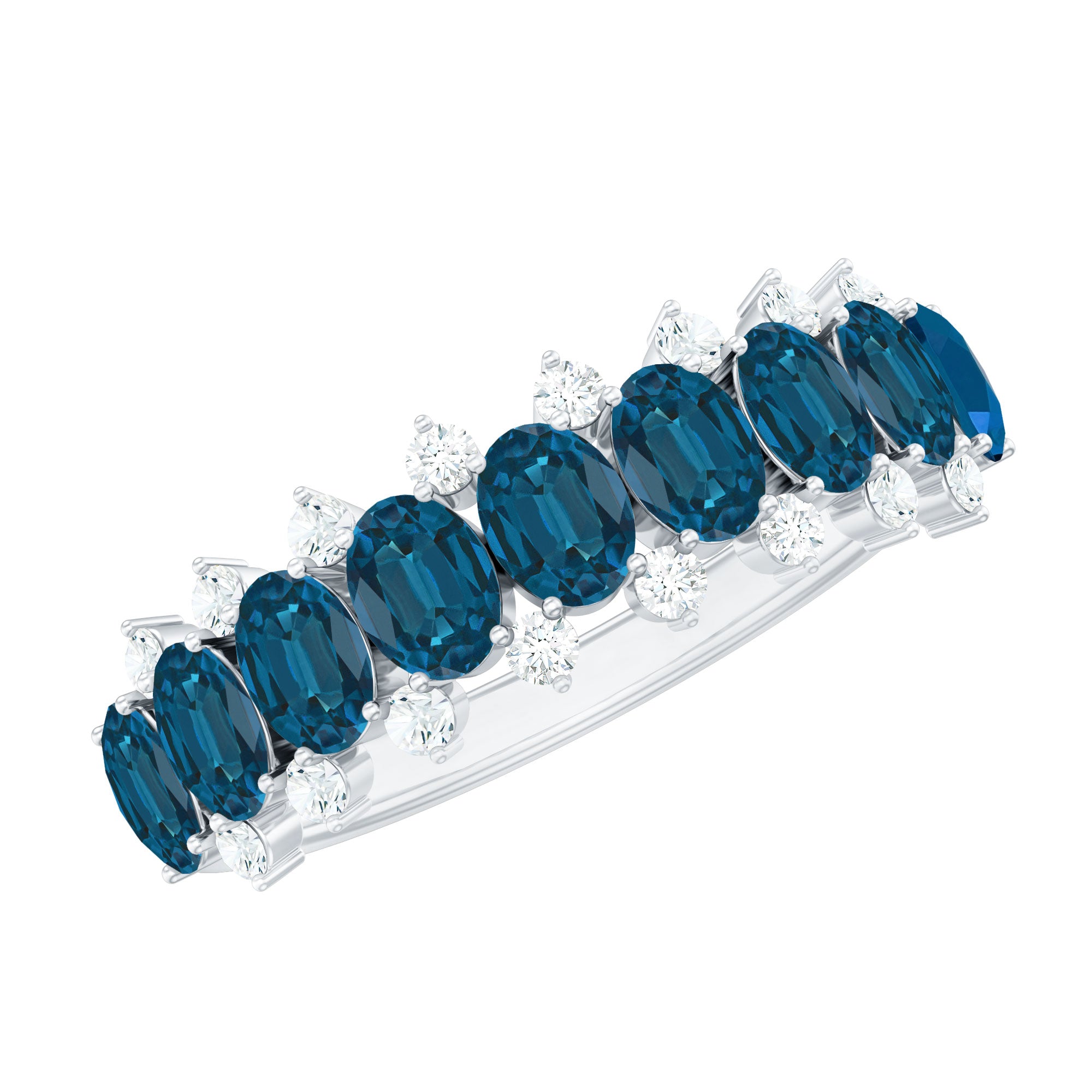 Rosec Jewels-London Blue Topaz Half Eternity Band with Certificate
