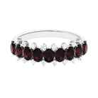 Rosec Jewels-Real Garnet Diamond Half Eternity Wedding Anniversary Ring