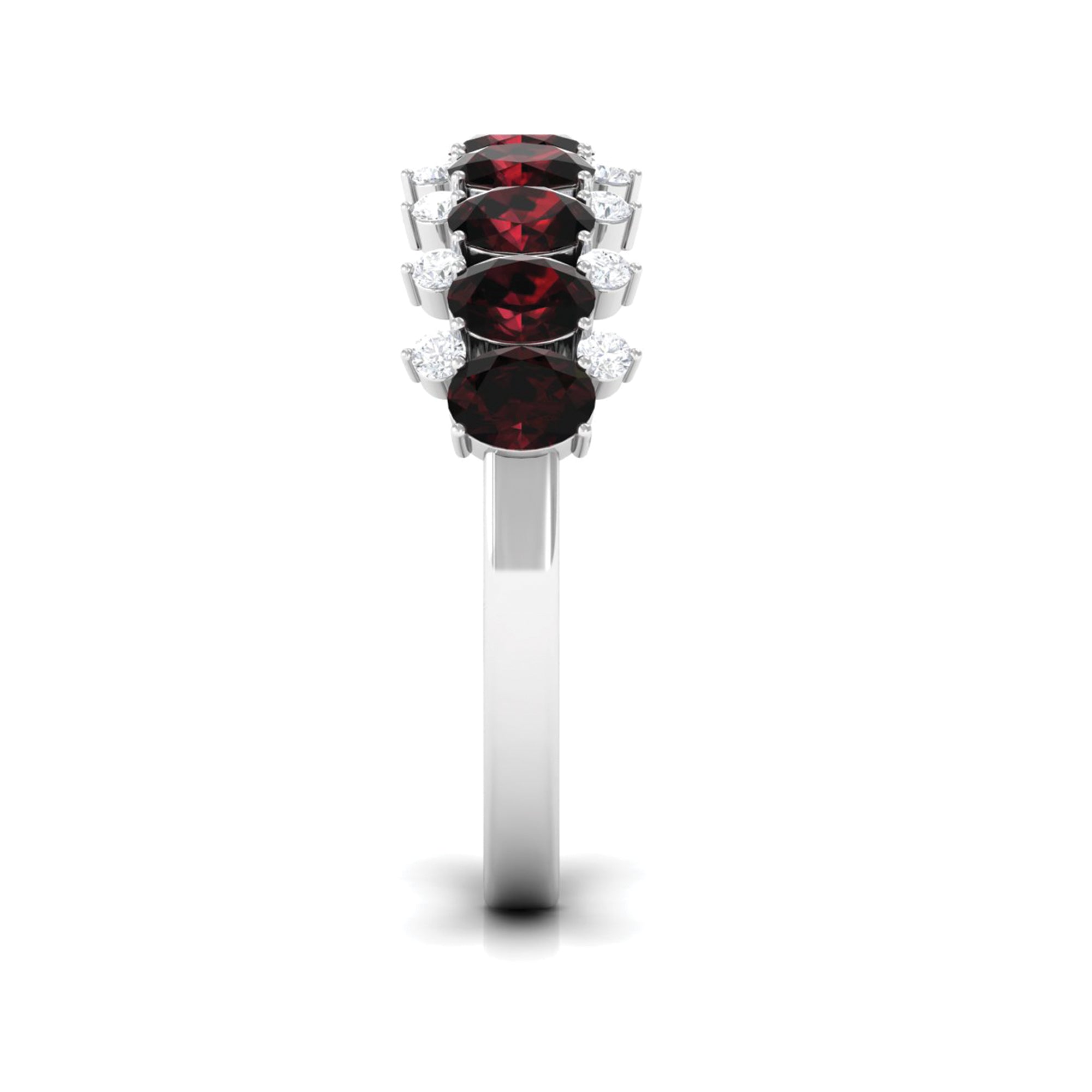 Rosec Jewels-Real Garnet Diamond Half Eternity Wedding Anniversary Ring
