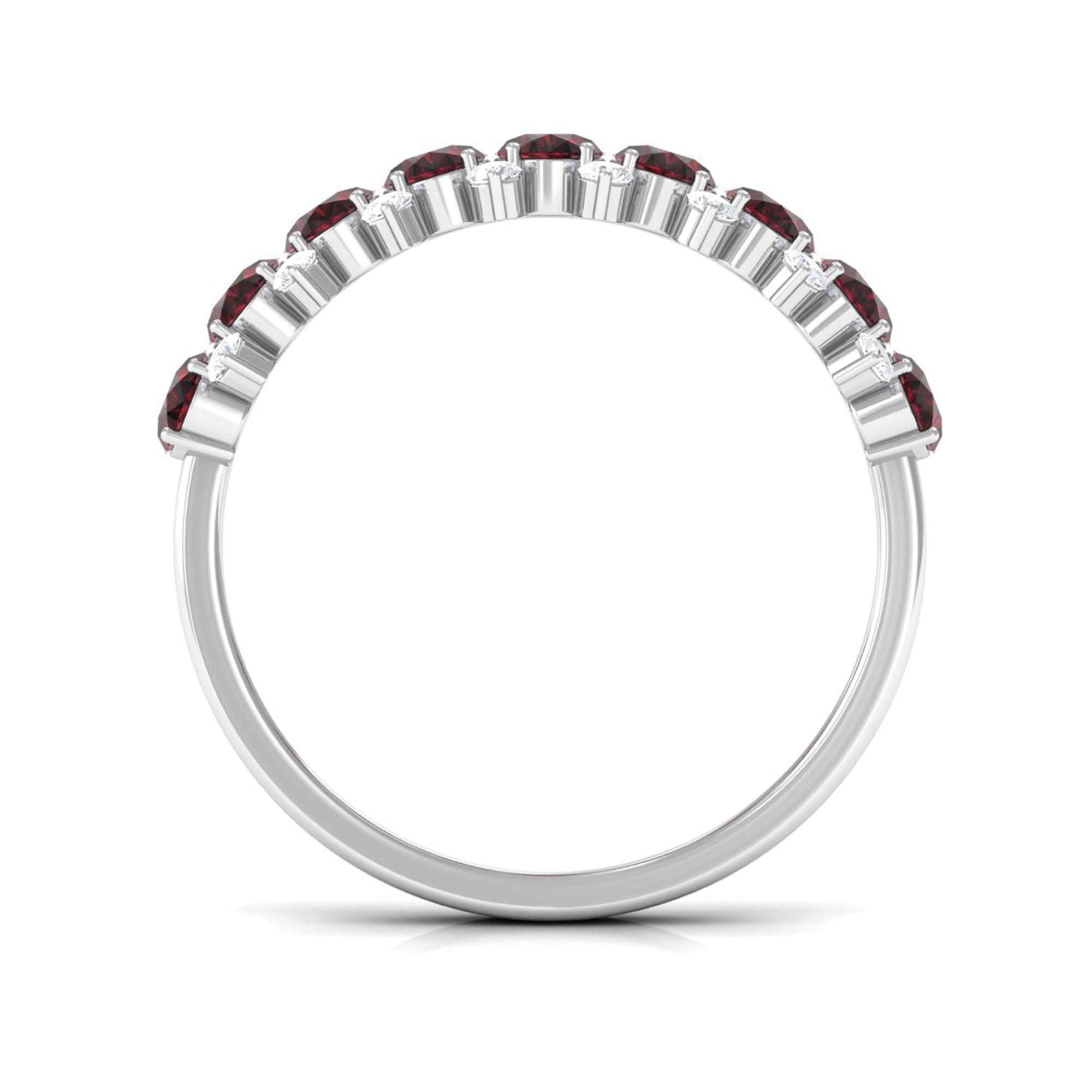 Rosec Jewels-Real Garnet Diamond Half Eternity Wedding Anniversary Ring