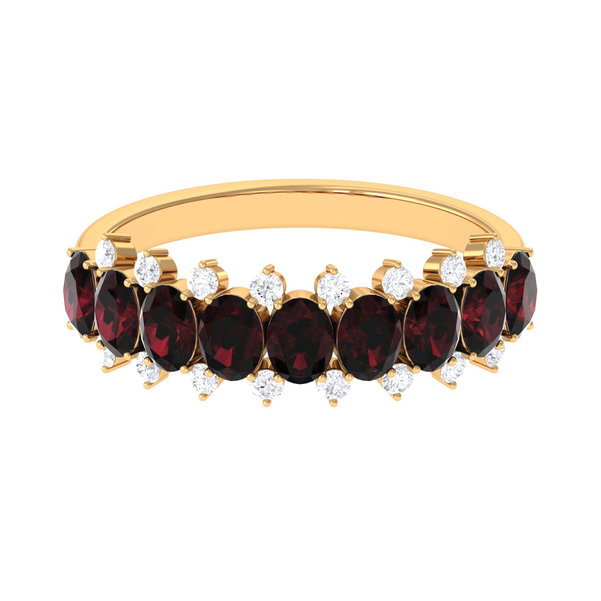 Rosec Jewels-Real Garnet Diamond Half Eternity Wedding Anniversary Ring