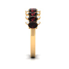 Rosec Jewels-Real Garnet Diamond Half Eternity Wedding Anniversary Ring