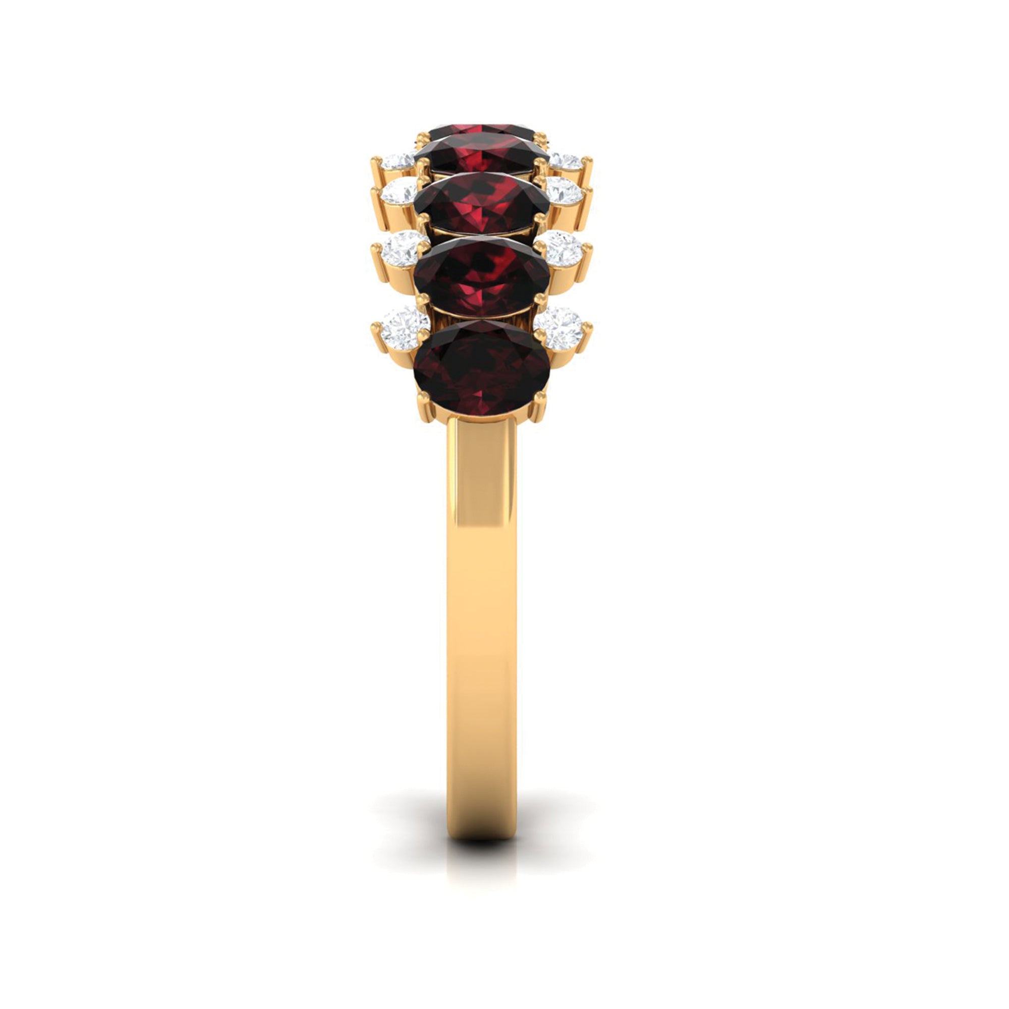 Rosec Jewels-Real Garnet Diamond Half Eternity Wedding Anniversary Ring